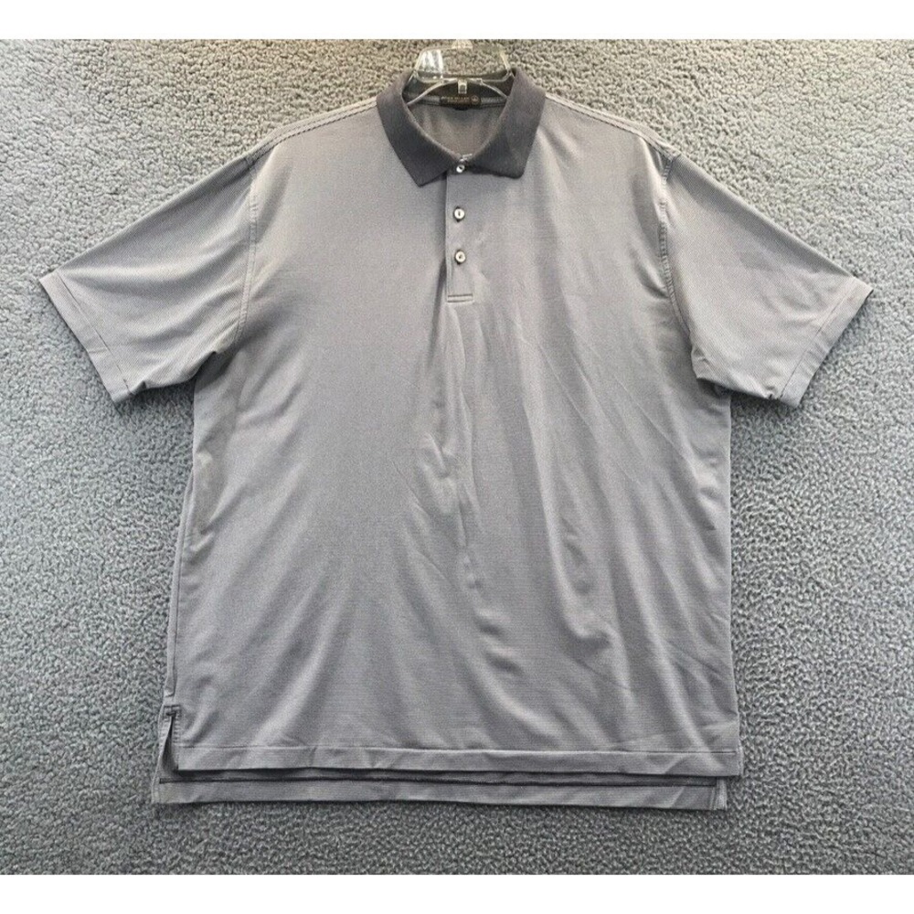 Peter Millar Summer Comfort Mens Shirt Gray Size XL Short Sleeve Polo Golf
